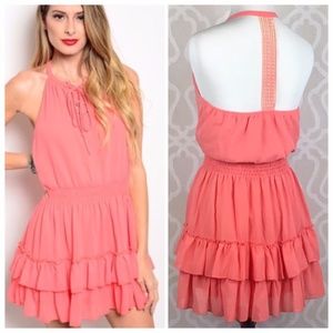 Entro Double Layer Tiered Chiffon Mini-Dress